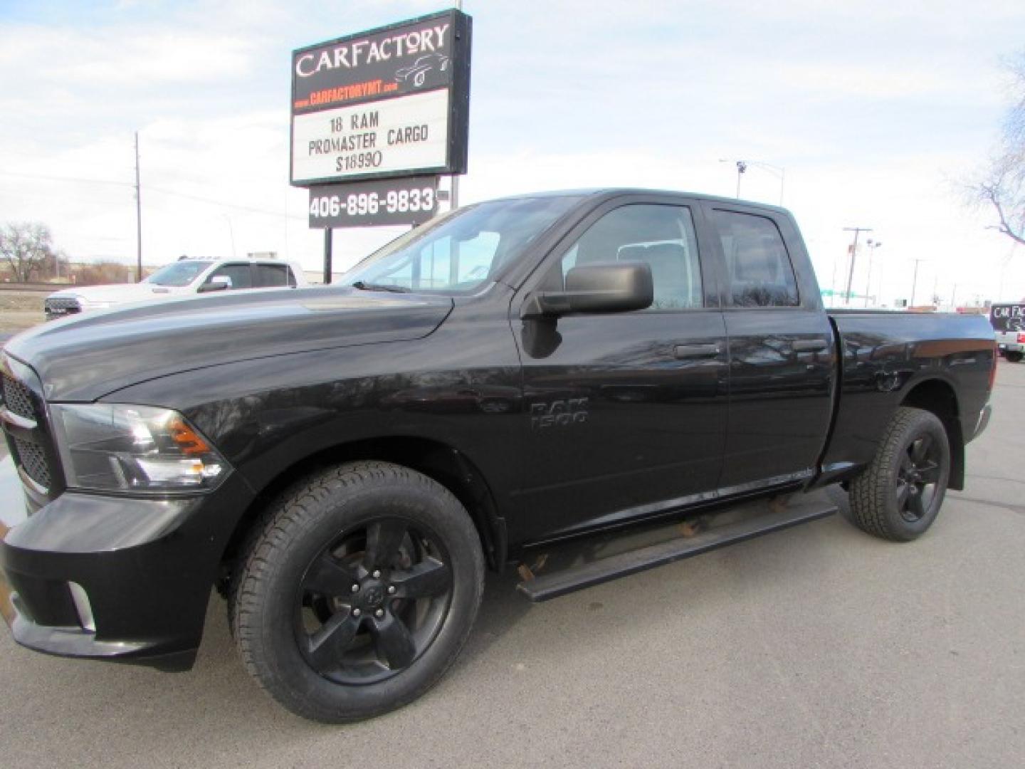 2015 Black /Gray RAM 1500 Express (1C6RR7FG3FS) with an 3.6 24 valve V6 engine engine, 8 speed automatic transmission, located at 4562 State Avenue, Billings, MT, 59101, (406) 896-9833, 45.769516, -108.526772 - 2015 RAM 1500 Express Quad Cab 4WD - Black Express package! 3.6 V6 engine - 8 speed automatic transmission - 4WD - 134,934 miles - Inspected and serviced - copy of the inspection and work performed as well as complete history report provided! Express package - air conditioning - tilt wheel - c - Photo#0